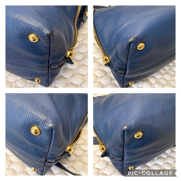 MIU MIU Tote Shoulder Crossbody Bag Leather Blue - Picture 6 of 15